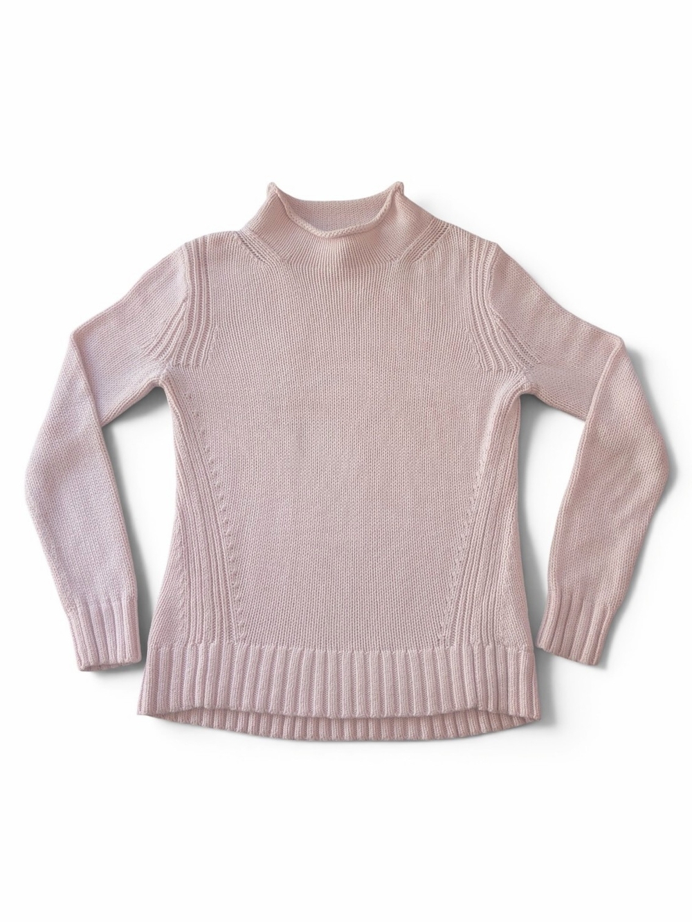 J.Crew Always Soft Pink Cotton Mock Neck Shaker Knit Sweater, Size XS